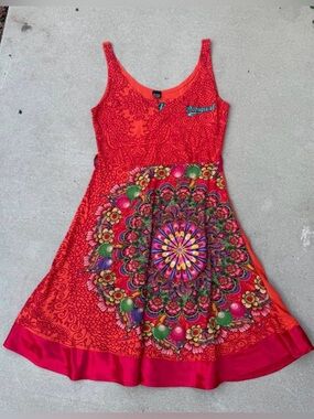 Desigual Red Floral Mandala Mini Dress